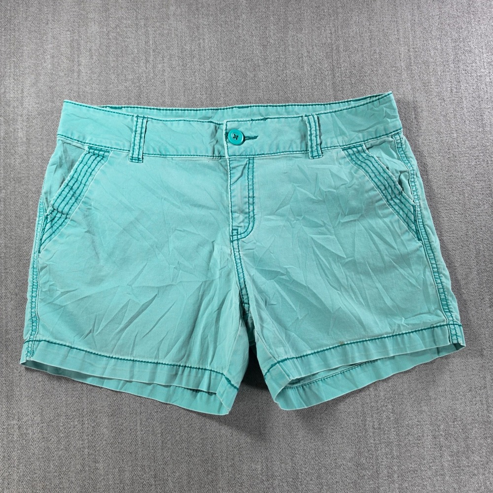 Maurices Chino Shorts Womens 11/12 Teal Cotton Blend Stretch Casual Pockets